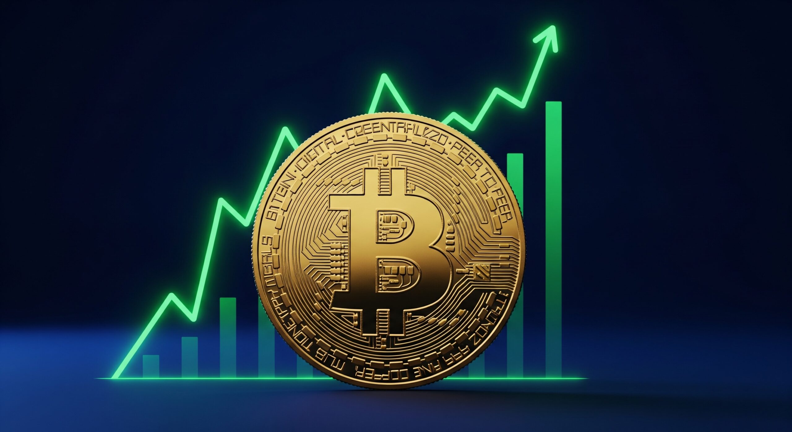 Bitcoin price prediction 2026: gold coin with rising chart