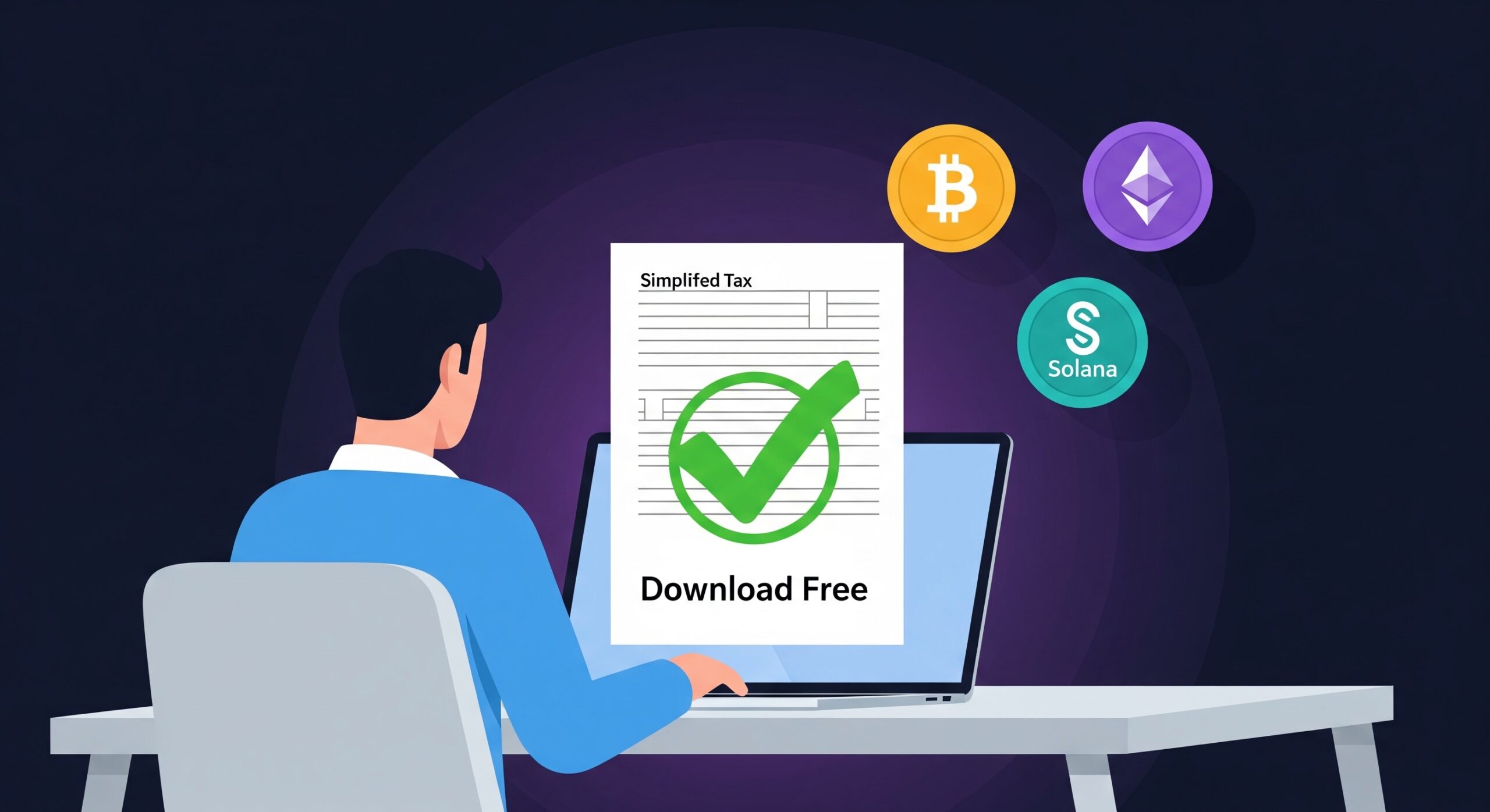 Best free crypto tax software 2026 — man downloading crypto tax report for free on laptop