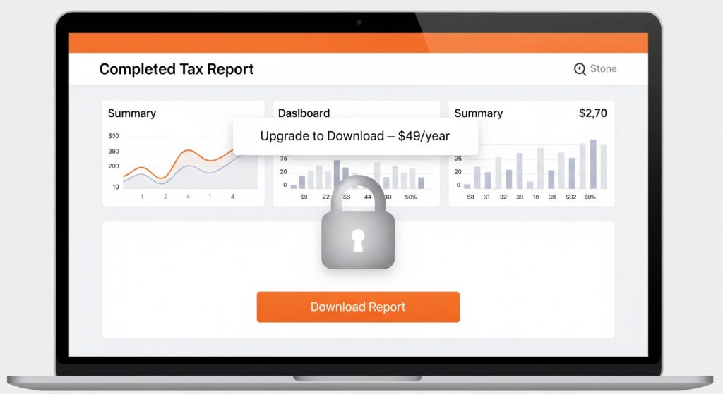 CoinLedger paywall blocking tax report download requiring paid plan upgrade