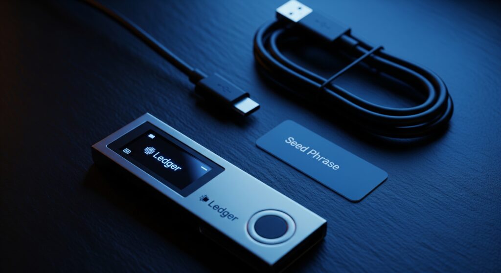 2026: Top 5 Cryptocurrency Hardware Wallets Ledger Nano X hardware wallet with accessories on dark surface — best all-round crypto hardware wallet 2026