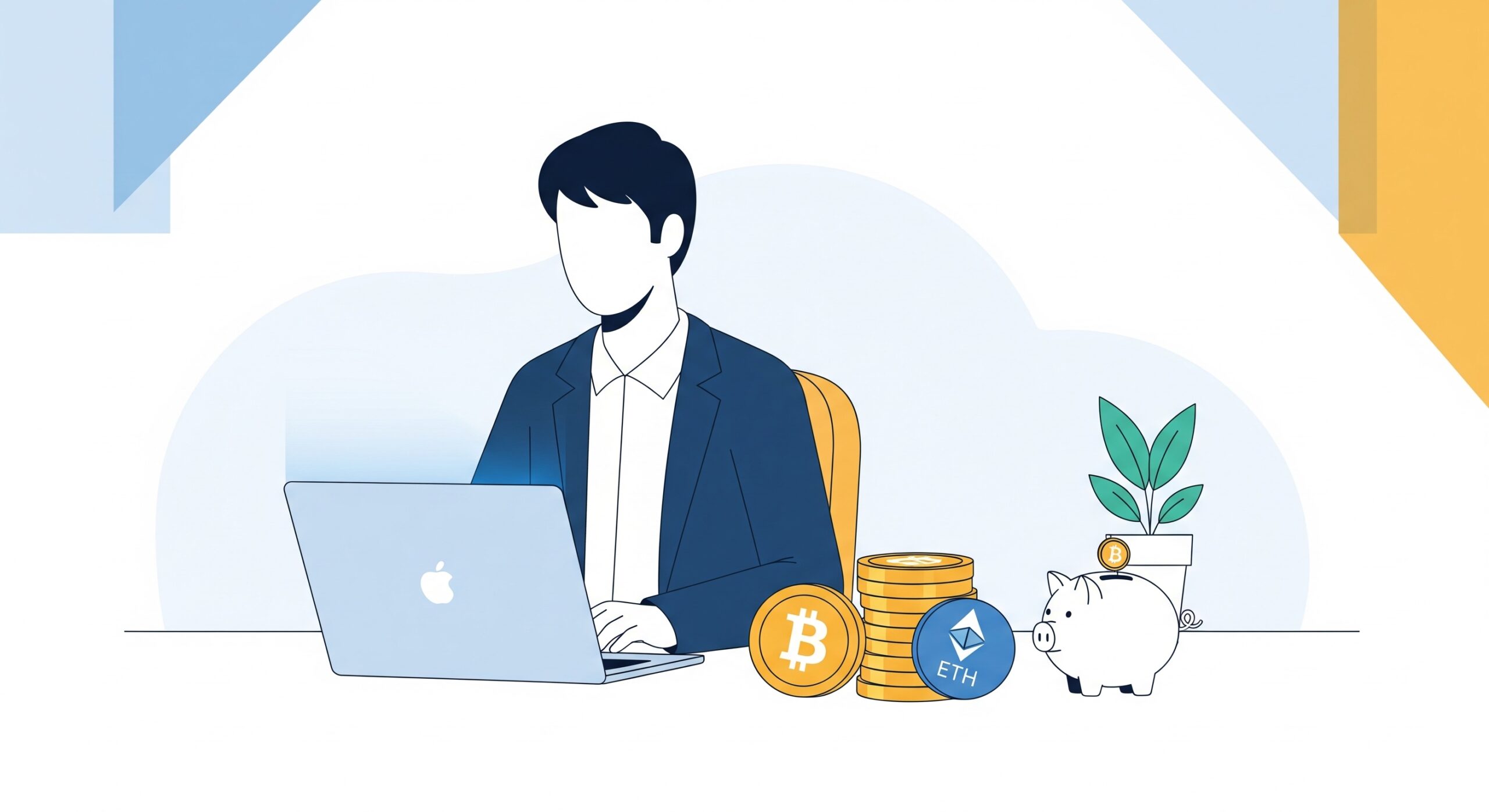Person planning different ways to invest in crypto in 2026 using a laptop and savings jar