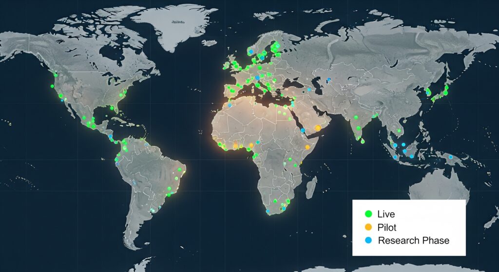 World map showing countries with live, pilot, and research-stage central bank digital currencies