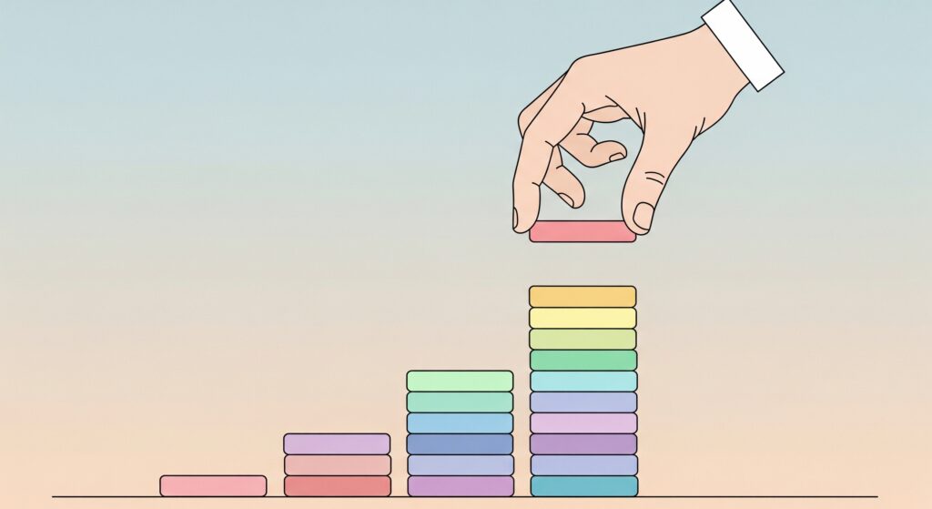 Illustration of stacked colorful coin blocks representing diversified crypto passive income strategies